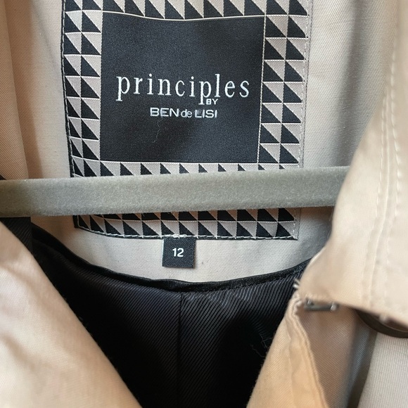 Principles 2 Tone Black and Tan Trench Coat Size 12 UK 6 US - Picture 4 of 8